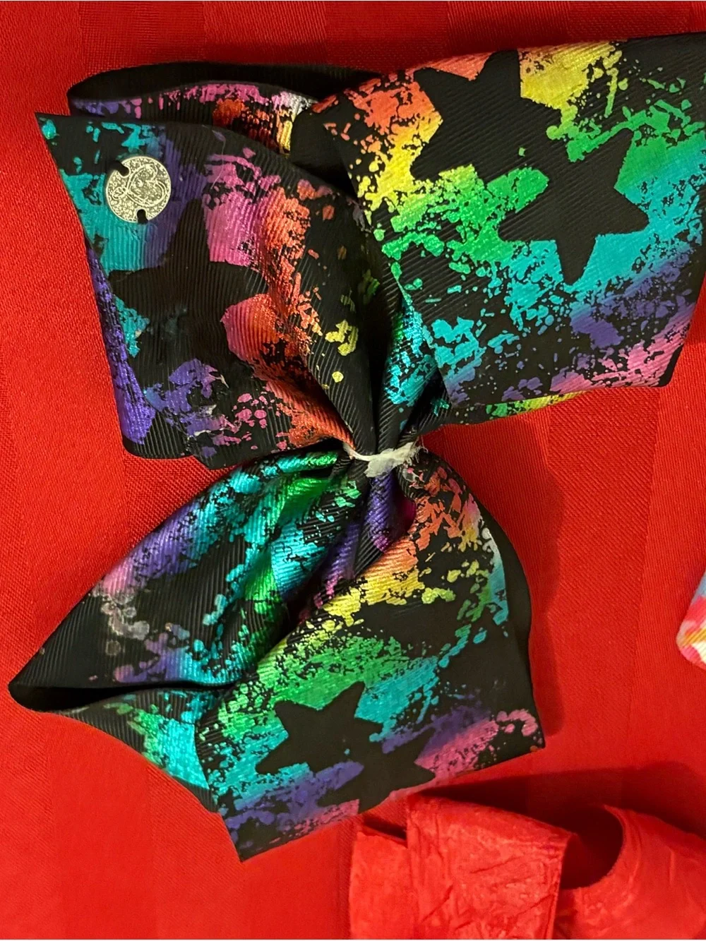 Kids Rainbow Star Hair Bow - Black Multicolor